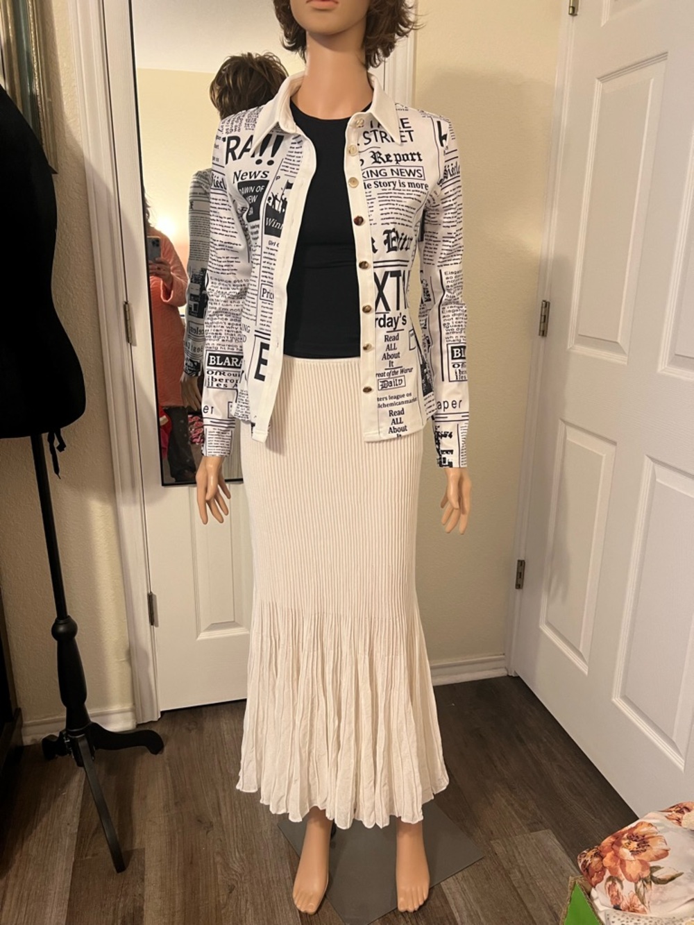 Ruffles form fitting woman’s skirt